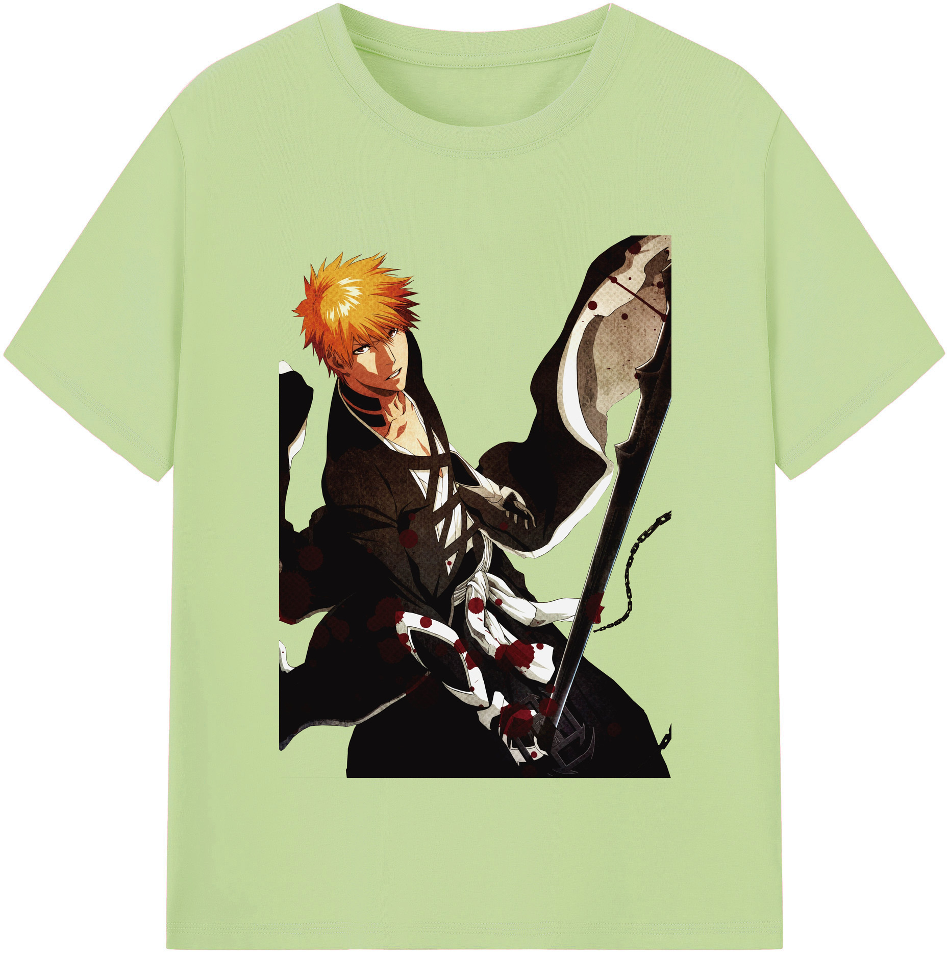 （画像用） ブリーチ 黒崎一護（くろさき いちご）BLEACH Kurosaki Ichigo 綿100％半袖Tシャツ（フロントプリント）